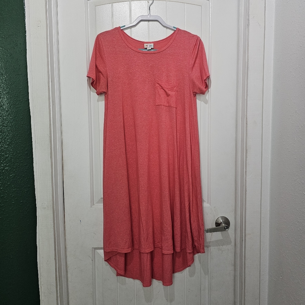 Lularoe small knit pink high low tee shirt carly dress